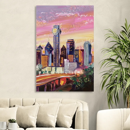 Dallas Neighborhood Charm Living Room - Canvas Wall Art