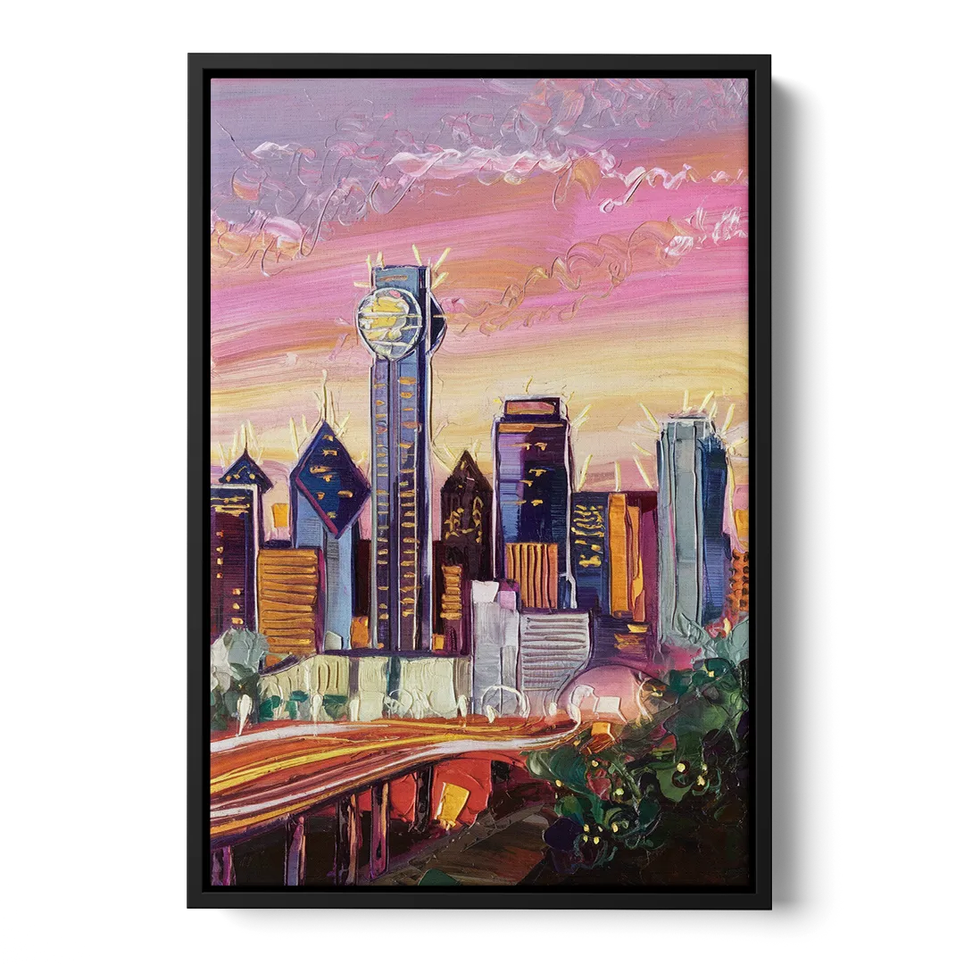 Dallas Neighborhood Charm Front - Black Canvas Wall Art