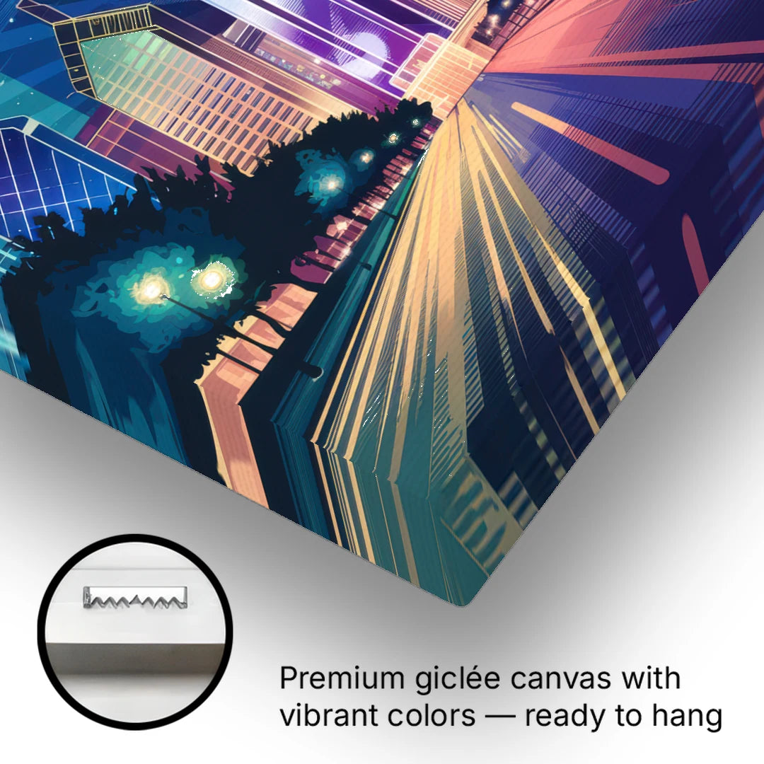 Dallas Night Lights - Canvas Wall Art - Gallery Wrap Corner