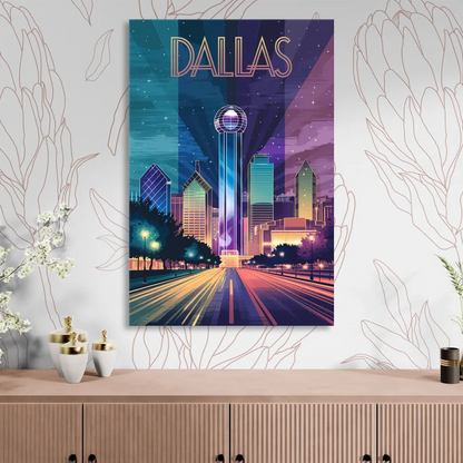 Dallas Night Lights Living Room - Canvas Wall Art