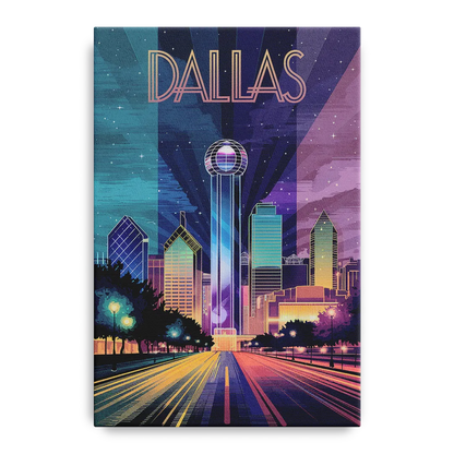 Dallas Night Lights Front - Canvas Wall Art