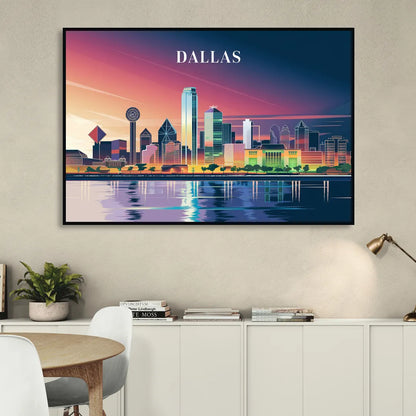 Dallas Scenic Skies Living Room - Black Canvas Wall Art
