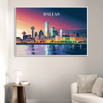 Dallas Scenic Skies Living Room - White Canvas Wall Art