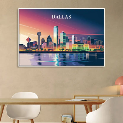 Dallas Scenic Skies Sitting Room - White Canvas Wall Art