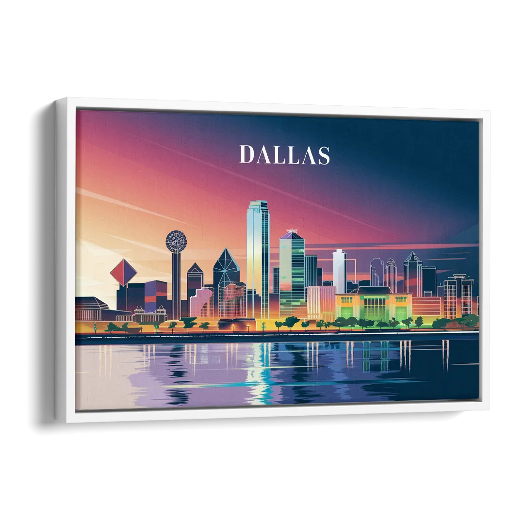 Dallas Scenic Skies Side - White Canvas Wall Art