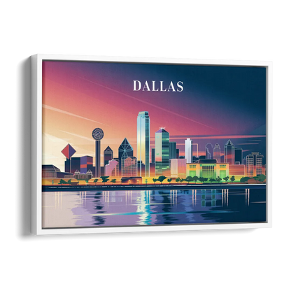 Dallas Scenic Skies Side - White Canvas Wall Art
