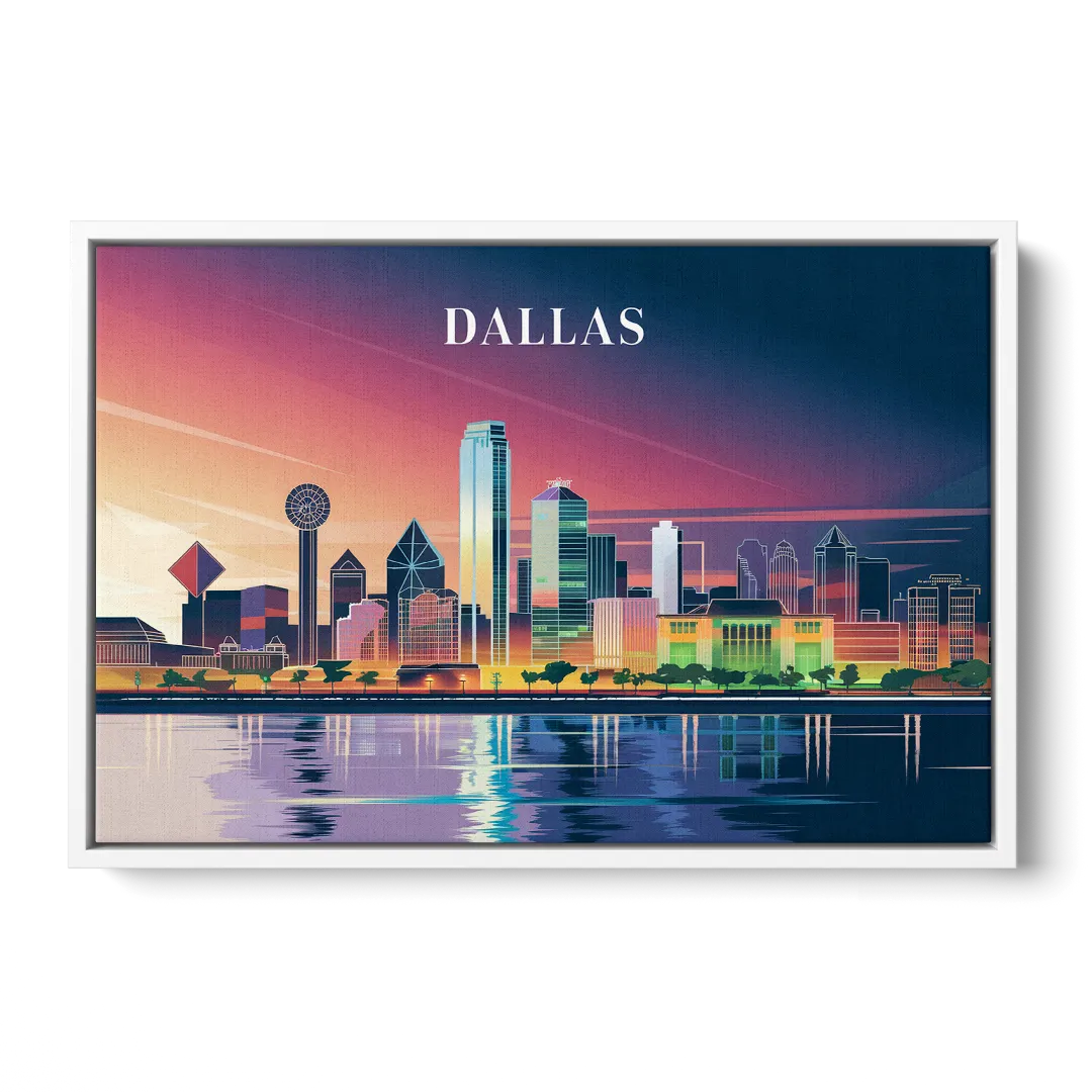 Dallas Scenic Skies Front - White Canvas Wall Art