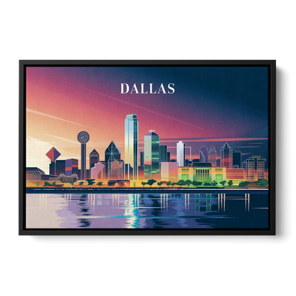 Dallas Scenic Skies Front - Black Canvas Wall Art