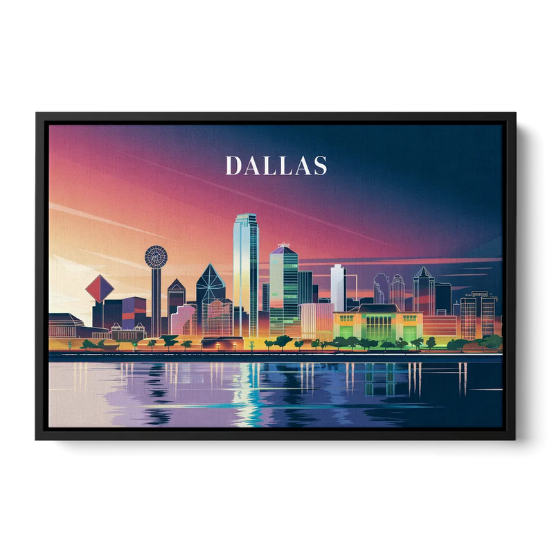 Dallas Scenic Skies Front - Black Canvas Wall Art