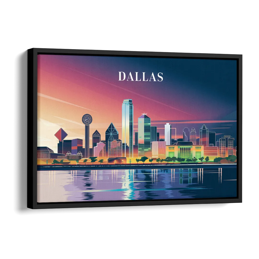Dallas Scenic Skies Side - Black Canvas Wall Art