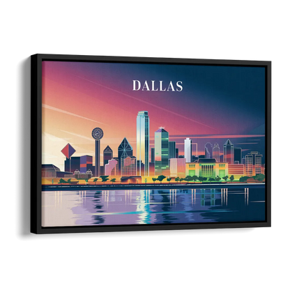 Dallas Scenic Skies Side - Black Canvas Wall Art