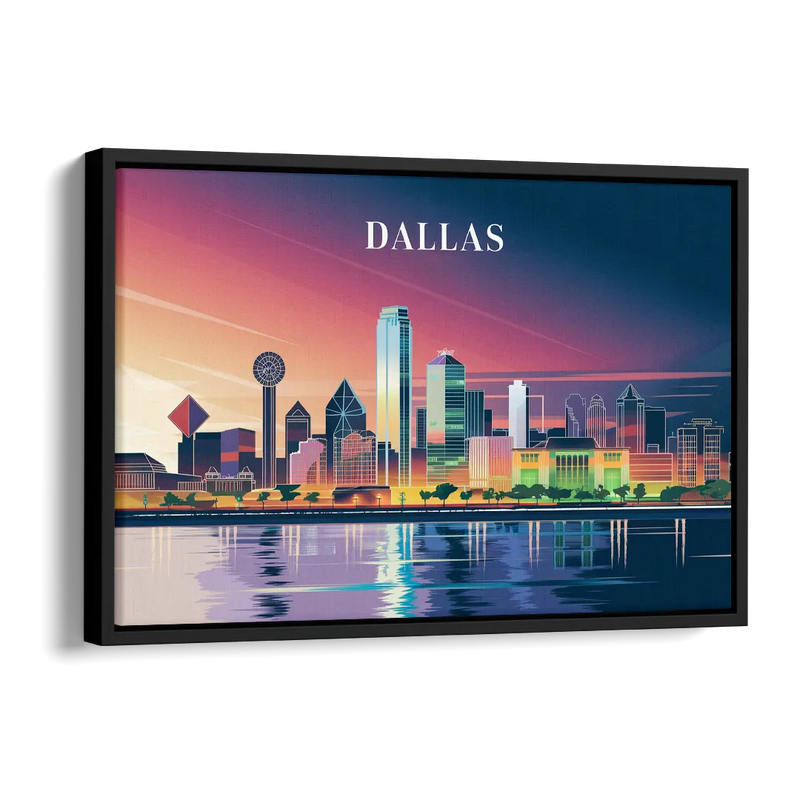 Dallas Scenic Skies Side - Black Canvas Wall Art