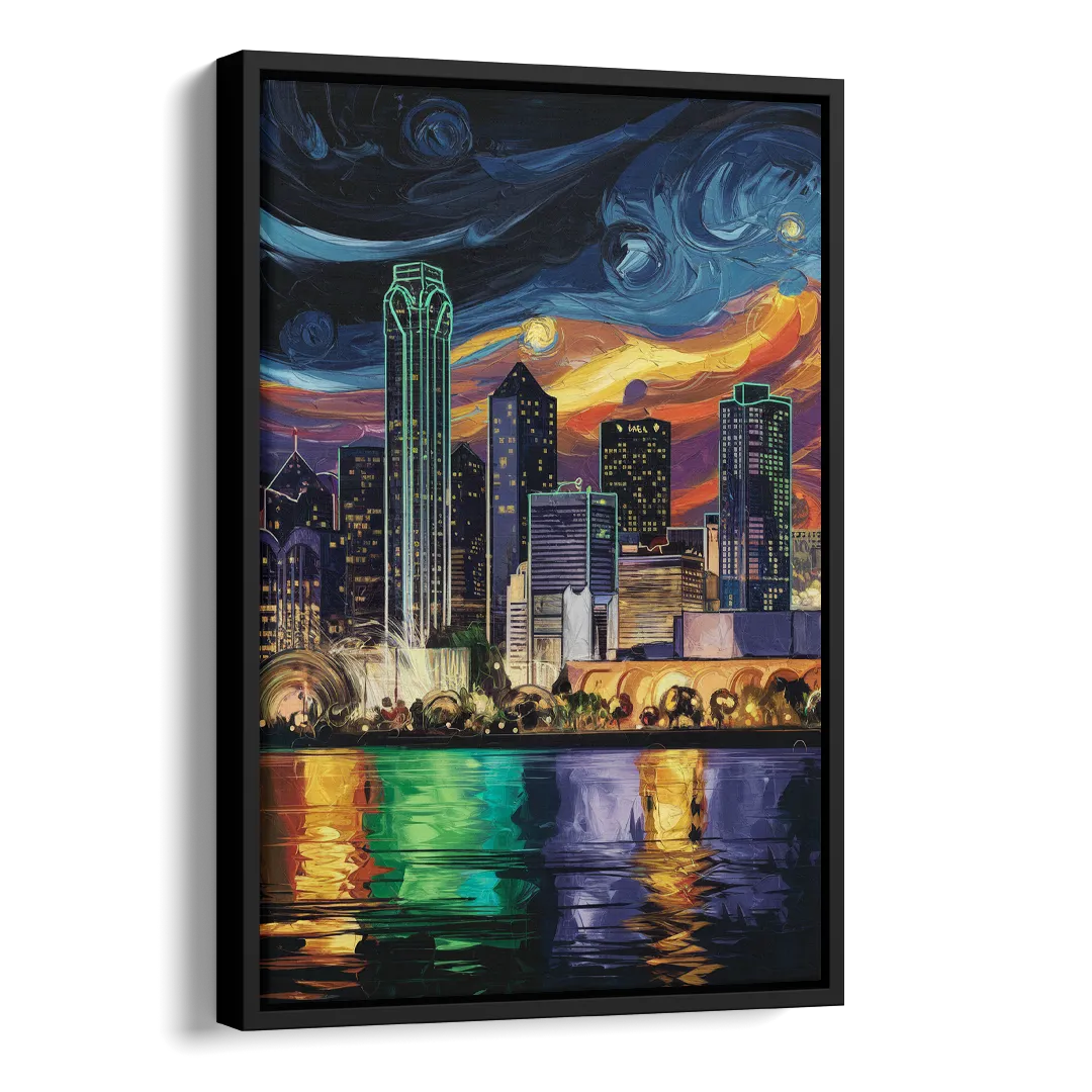 Dallas Scenic Views Side - Black Canvas Wall Art