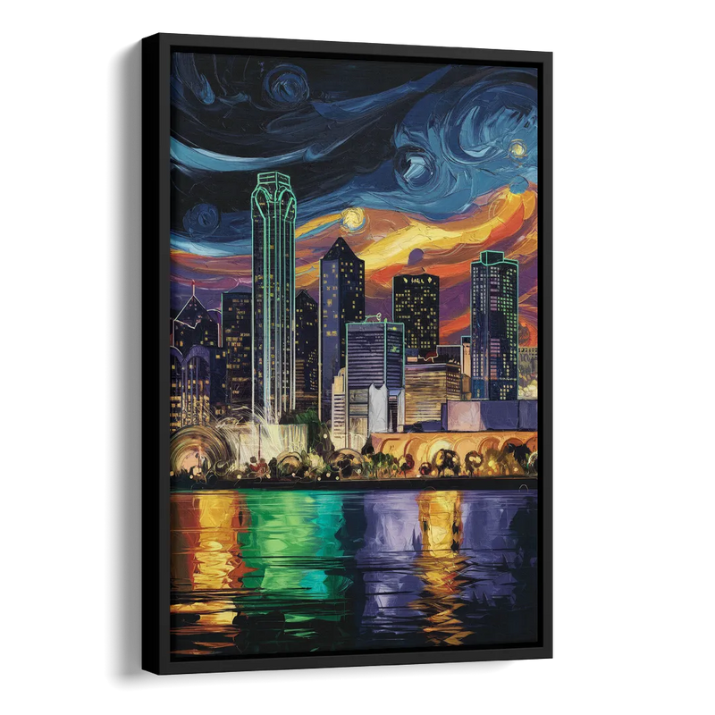 Dallas Scenic Views Side - Black Canvas Wall Art