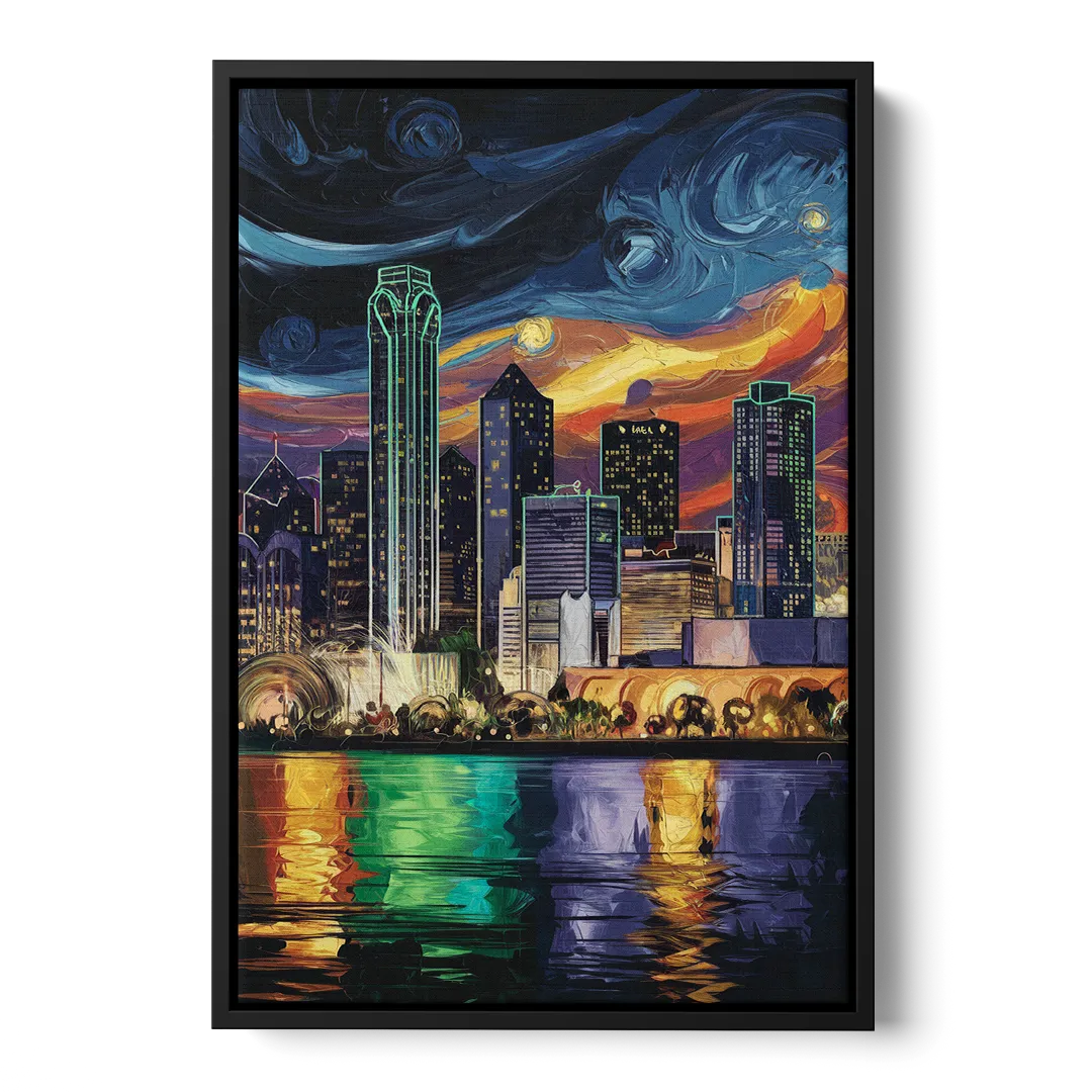 Dallas Scenic Views Front - Black Canvas Wall Art