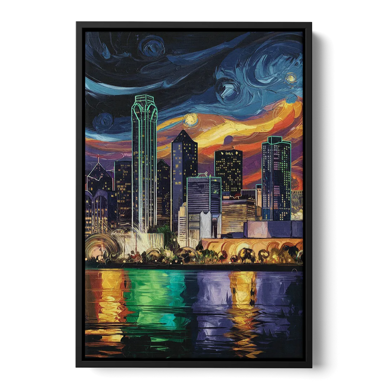 Dallas Scenic Views Front - Black Canvas Wall Art