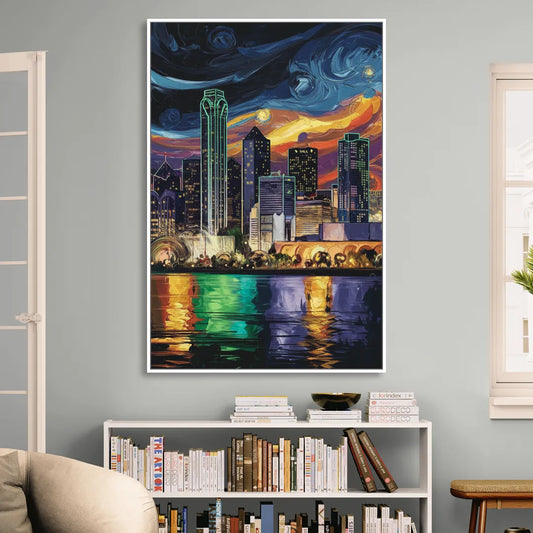 Dallas Scenic Views Living Room - White Canvas Wall Art