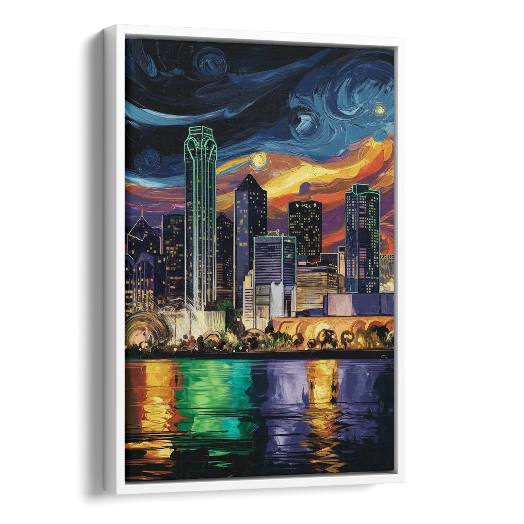 Dallas Scenic Views Side - White Canvas Wall Art