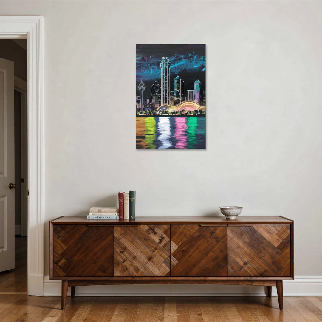 Dallas Skyline Reflection - Canvas Wall Art - Coffee Table - 24x36