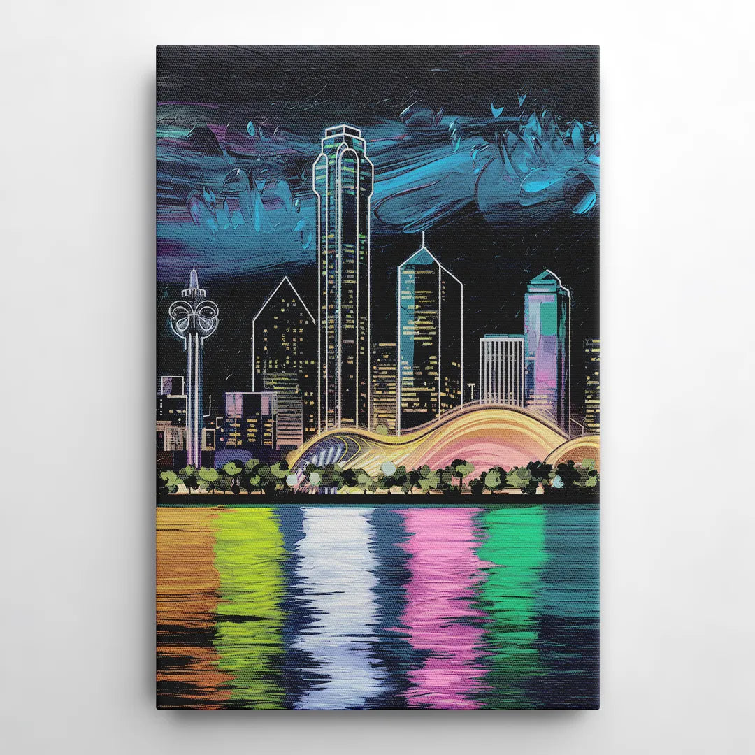 Dallas Skyline Reflection - Canvas Wall Art