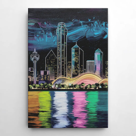 Dallas Skyline Reflection - Canvas Wall Art