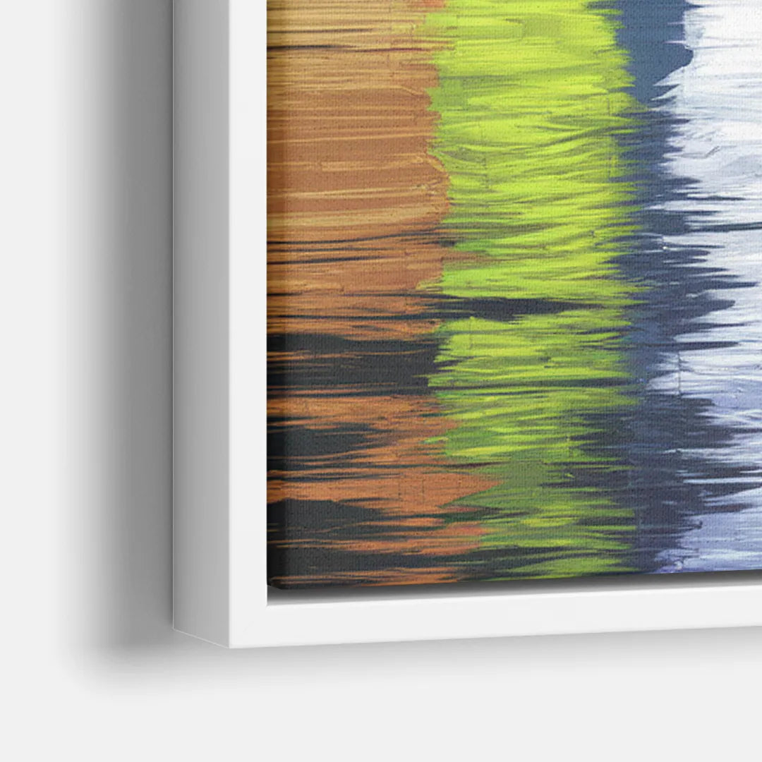 Dallas Skyline Reflection - Close-Up White Frame Canvas