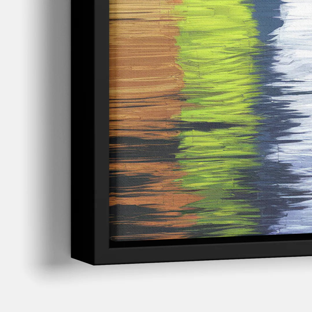 Dallas Skyline Reflection - Close-Up Black Frame Canvas