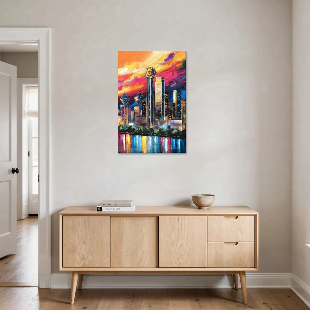 Dallas Skyline at Sunset - Canvas Wall Art - Coffee Table - 24x36