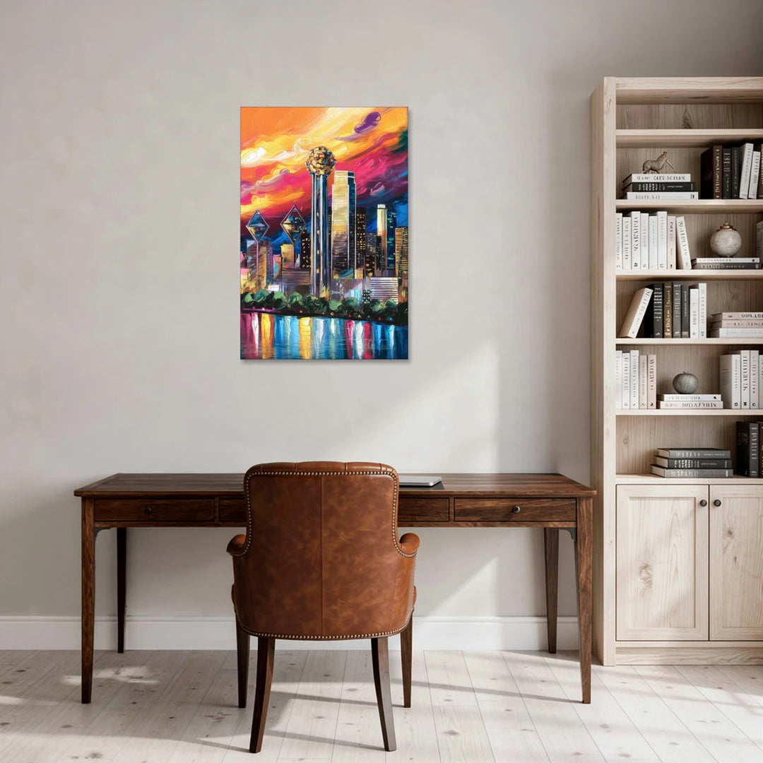 Dallas Skyline at Sunset - Canvas Wall Art - Office - 24x36