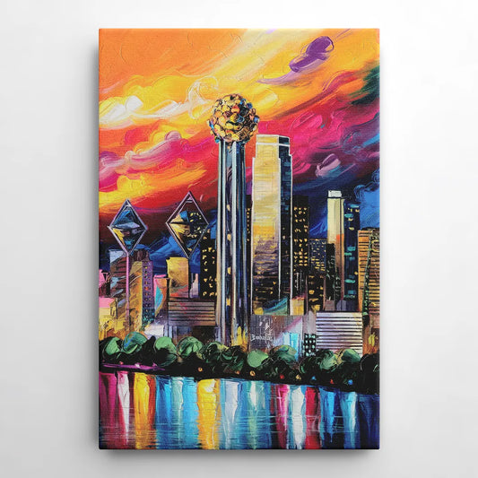 Dallas Skyline at Sunset - Canvas Wall Art