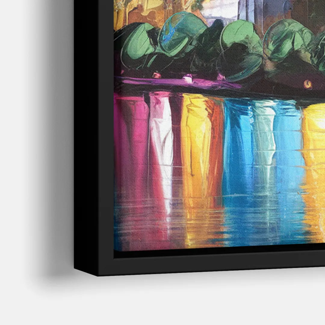 Dallas Skyline at Sunset - Close-Up Black Frame Canvas
