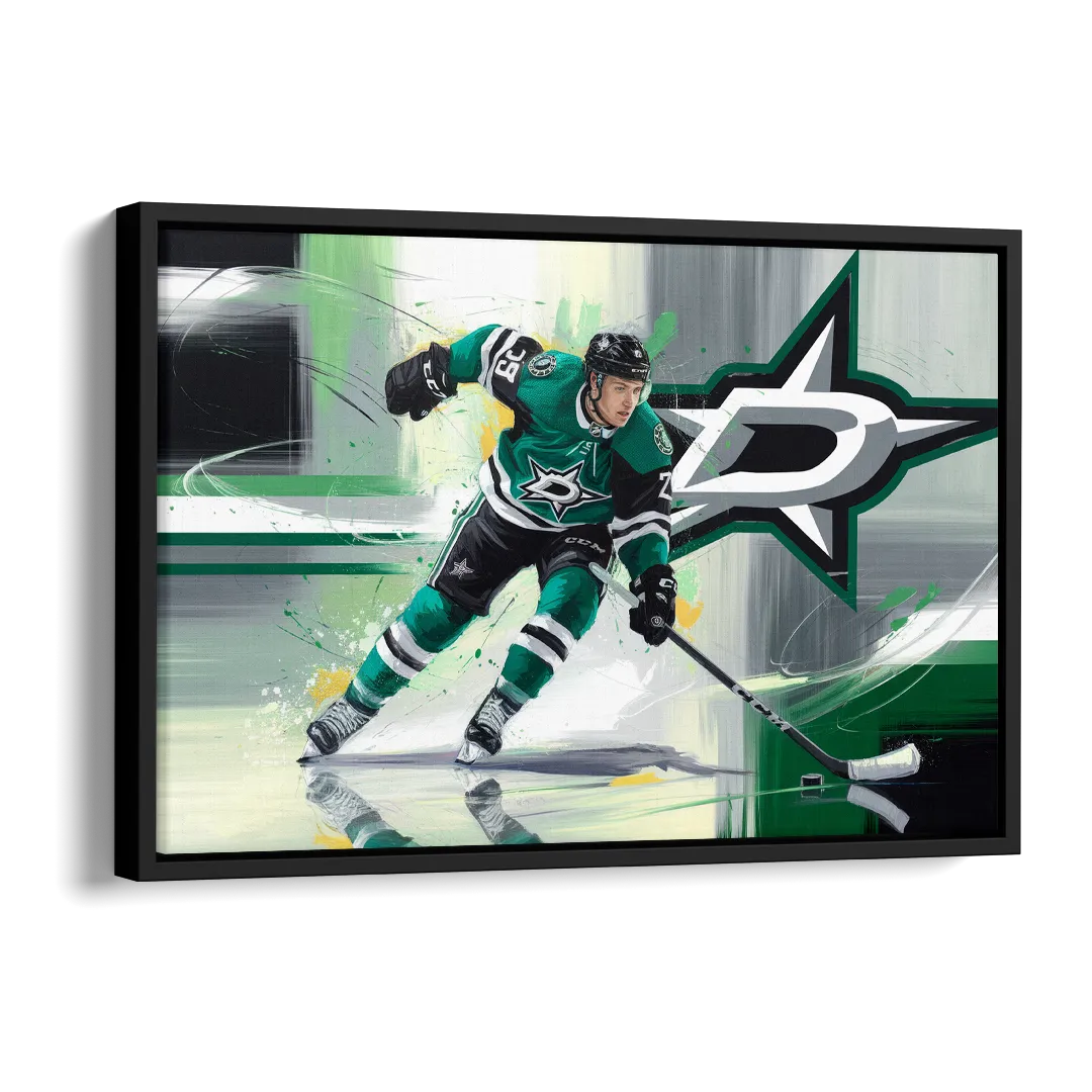 Dallas Stars Hockey Side - Black Canvas Wall Art