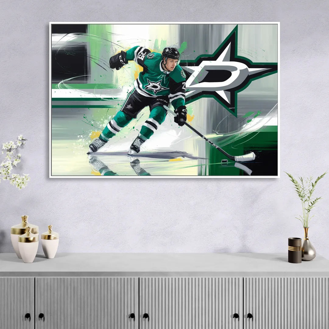 Dallas Stars Hockey Sitting Room - White Canvas Wall Art