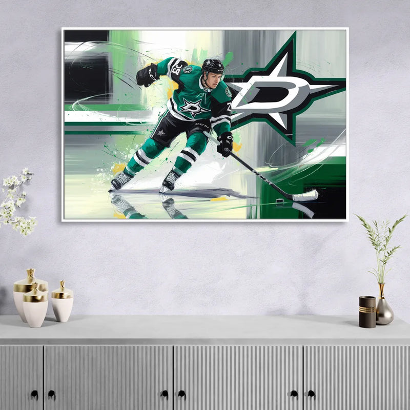Dallas Stars Hockey Sitting Room - White Canvas Wall Art