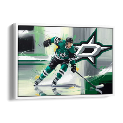 Dallas Stars Hockey Side - White Canvas Wall Art