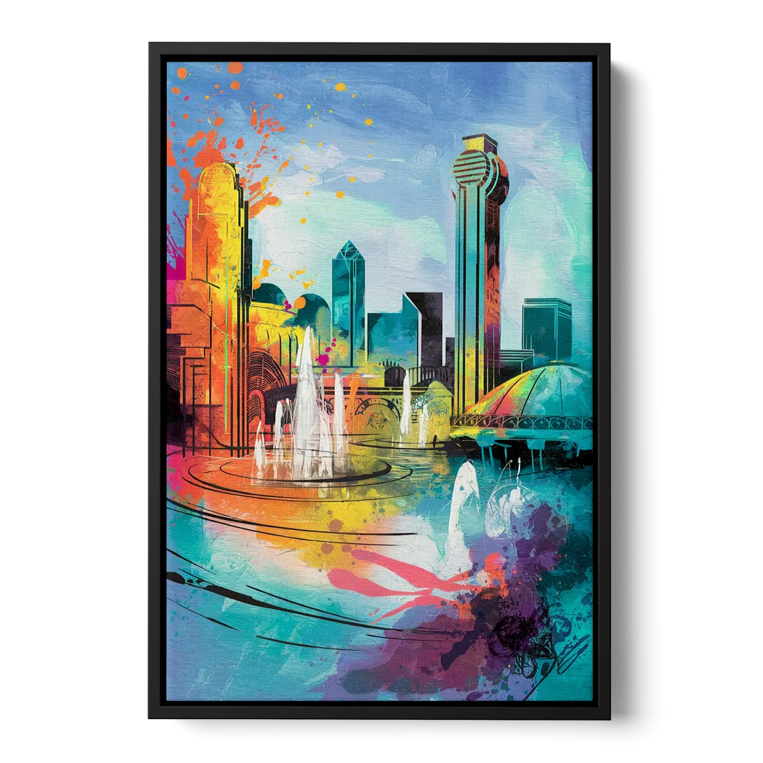 Dallas State Fair Park Front - Black Canvas Wall Art