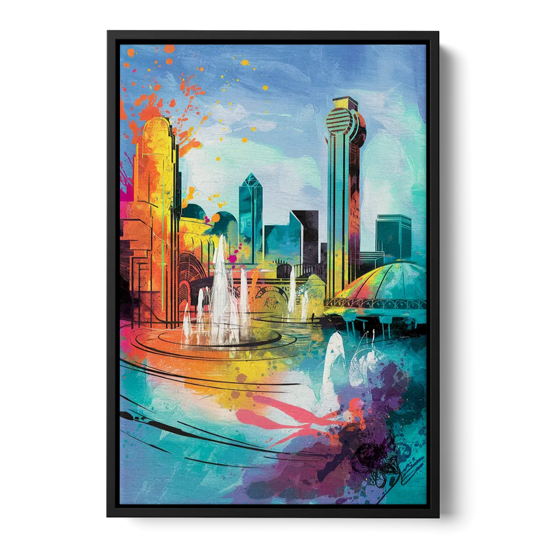 Dallas State Fair Park Front - Black Canvas Wall Art