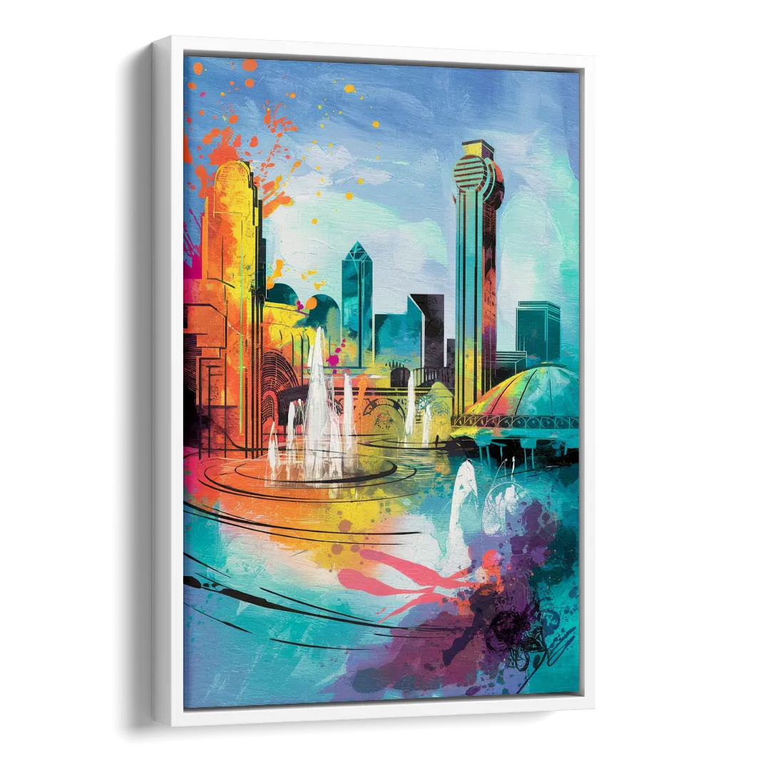 Dallas State Fair Park Side - White Canvas Wall Art