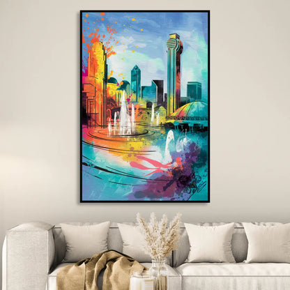 Dallas State Fair Park Sitting Room - Black Canvas Wall Art