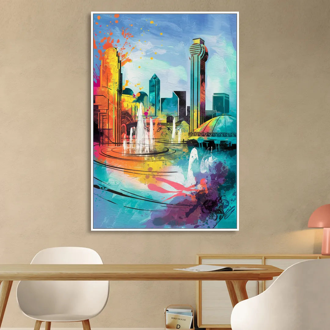 Dallas State Fair Park Living Room - White Canvas Wall Art