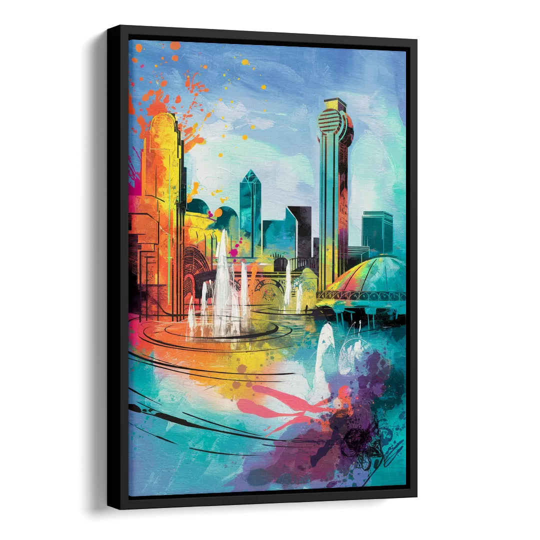 Dallas State Fair Park Side - Black Canvas Wall Art