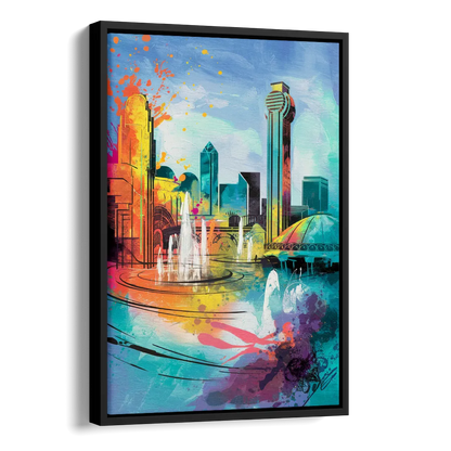Dallas State Fair Park Side - Black Canvas Wall Art