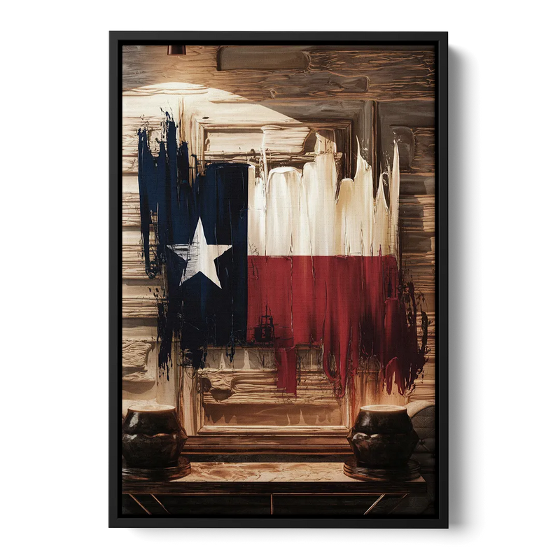 Dallas Texas Flag Front - Black Canvas Wall Art