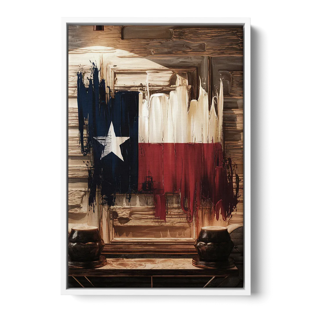 Dallas Texas Flag Front - White Canvas Wall Art