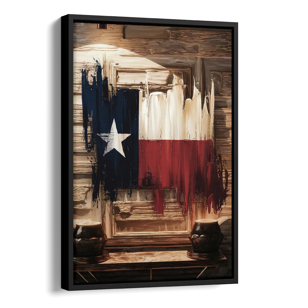 Dallas Texas Flag Side - Black Canvas Wall Art