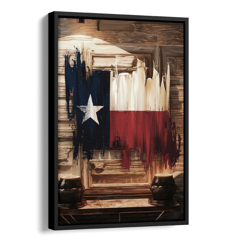 Dallas Texas Flag Side - Black Canvas Wall Art