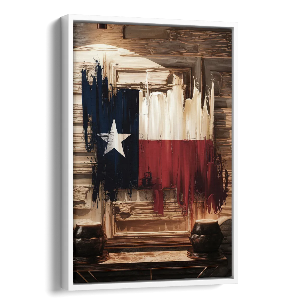 Dallas Texas Flag Side - White Canvas Wall Art