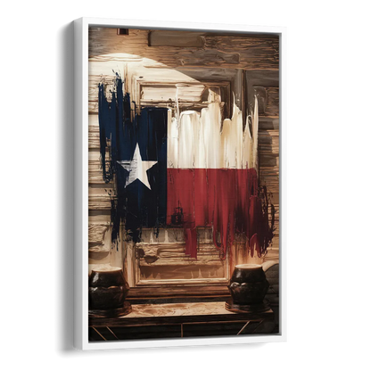 Dallas Texas Flag Side - White Canvas Wall Art