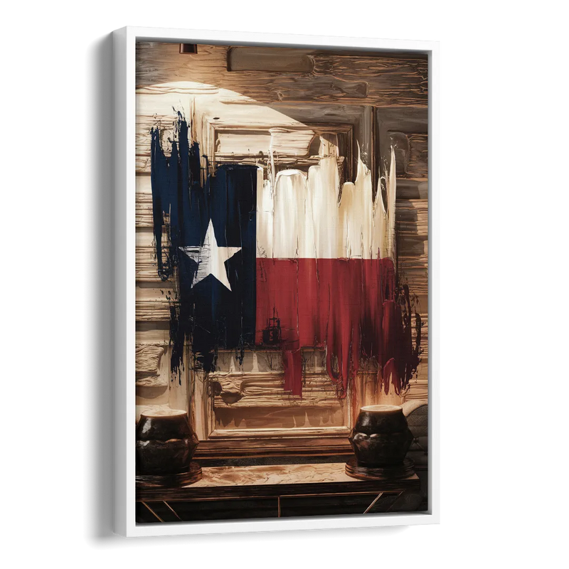 Dallas Texas Flag Side - White Canvas Wall Art