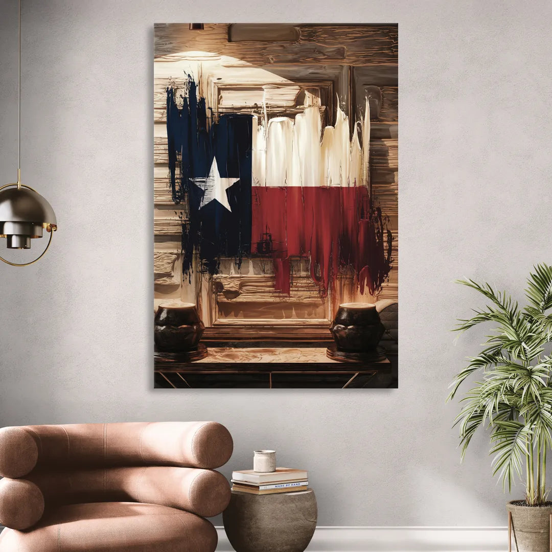 Dallas Texas Flag Sitting Room - Canvas Wall Art